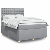  Krevet box spring s madracem svjetlosivi 140x200 cm od tkanine Slike