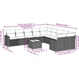  11-dijelni set vrtnih sofa od poliratana s jastucima crni | shoptok.hr