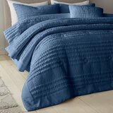 Catherine Lansfield Plavi prošiven prekrivač 220x220 cm Lennon Stripe – Cijene