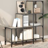 vidaXL Knjižna omara sonoma hrast 92x30x102 cm inžen. les in kovina Cene