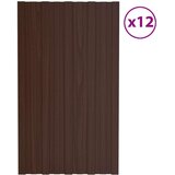 Krovni panel 12 pcs Smeđa 80 x 45 cm Pocinčani čelik - Smeđa 80 x 45 cm 12 | shoptok.hr