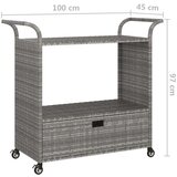vidaXL Barska kolica s ladicom siva 100 x 45 x 97 cm od poliratana | shoptok.hr
