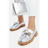 Gemre Silver Loafers with Decorative Safety Pin Bogumila | Shoptok.si