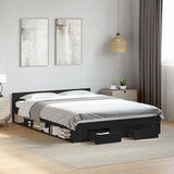 Maison Chic Posteljni okvir - Dvoposteljna postelja - Zakonska postelja s predali črn 140x190 cm inženirski les, (21694031) | Shoptok.si