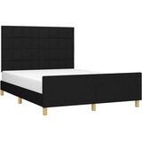  Posteljni okvir z vzglavjem črn 140x190 cm blago, (20906773) | Shoptok.si