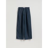 Reserved Wide leg traperice s naborima - mornarsko plava | shoptok.hr