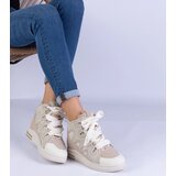 Gemre Beige women's sneakers with thick laces Gralina | Shoptok.si