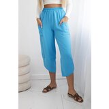 Kesi Turquoise trousers with wide legs and pockets Cene