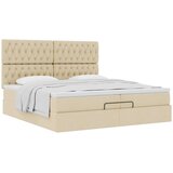  Otomanski posteljni okvir z vzmetnicami krem 200x200 cm blago, (21653272) | Shoptok.si