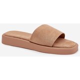 Boto Ladies Platform Slippers Made Of Eco Suede Dark Beige Jorina | Shoptok.si