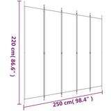 Sobna pregrada s 5 panela smeđa 250x220 cm od tkanine | shoptok.hr