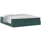 vidaXL Otomanska postelja z vzmetnico Temno zelena 160x200cm Žamet | Shoptok.si