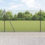 vidaXL varjena žična ograja s 13 flanšnimi objavami siva 1.5x50 m kovina | Shoptok.si
