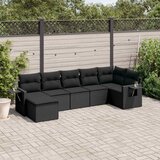  7-dijelni set vrtnih sofa od poliratana s jastucima crni | shoptok.hr