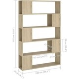 vidaXL ormarić za knjige / pregrada boja hrasta 100x24x155 cm iverica | shoptok.hr