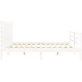  Okvir za krevet s uzglavljem bijeli 200x200 cm od masivnog drva | shoptok.hr