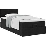vidaXL Otomanski posteljni okvir z vzmetnico črn 90x200 cm žamet | Shoptok.si