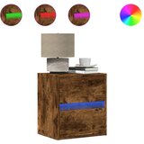 Maison Chic Stenski Dvo delni komplet Nočne omarice - Nočne mize z LED lučkami dimljen hrast, (21687308) Cene