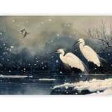  Foto tapeta - Herons over a winter pond - Japanese-style illustration in dark colours 245x175 Samoljepljiva | shoptok.hr