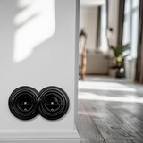  Kliklap - Dvostruka retro zidna utičnica sa okvirom SCHUKO 230V crna | Eponuda.com