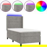  Box spring postelja z vzmetnico LED svetlo siva 80x200 cm žamet, (20938078) | Shoptok.si