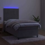  Box spring postelja z vzmetnico LED svetlo siva 80x200 cm žamet, (20789360) | Shoptok.si