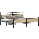 Metalni Kovinski posteljni okvir brez vzmetnice sonoma hrast 193x203 cm, (21829568) | Shoptok.si