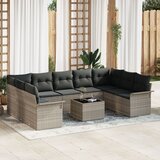 vidaXL 10 dijelna vrtna sofa set s jastučićima sivi poli ratan Cijene