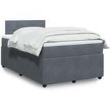 vidaXL Box spring postelja z vzmetnico temno siva 120x200 cm žamet | Shoptok.si