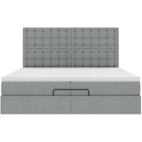 vidaXL Otomanski posteljni okvir z vzmetnicami siv 200x200 cm blago | Shoptok.si