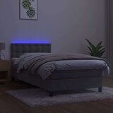  Box spring postelja z vzmetnico LED svetlo siva 90x200 cm žamet, (20789428) | Shoptok.si