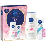 Nivea SET (W) Feel Beautiful, Sg 250ML Rose&Almond Oil + Soft Krema 75ML + Soft Rose Lip Balm 4,8G Cene
