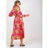 Fashionhunters Pink dress with prints and an envelope neckline  Cene