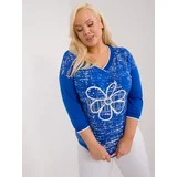 Fashion Hunters Cobalt blue women's neckline blouse