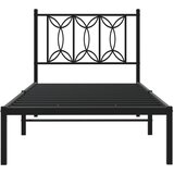  Metalni okvir za krevet s uzglavljem crni 75x190 cm | shoptok.hr