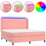 The Living Store Box spring postelja z vzmetnico LED roza 160x200 cm žamet - Box Spring Postelja, (21490130) | Shoptok.si