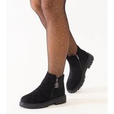 Gemre Black ankle boots with decorative charm on eco-suede platform Melane | Shoptok.si