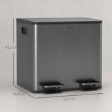  2 x 15 L dvostruke kante za otpad otvaranje na pedalu lako se čiste nehrđajući čelik plastika crna | shoptok.hr