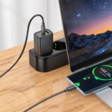 hoco. polnilec N63 GaN PD 30W USB-A, Type C s kablom Type C na Type C - črn | Shoptok.si