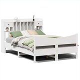 vidaXL Posteljni okvir brez vzmetnice bel 140x190 cm trdna borovina | Shoptok.si