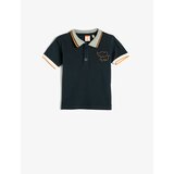 Koton Polo Neck T-Shirt Short Sleeve Striped Embroidered Detailed Cotton cene