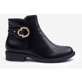 Boto Leather Ankle Boots with Flat Heel Black Meronei | Eponuda.ba