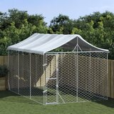 vidaXL Vanjski kavez za pse s krovom srebrni 3 x 4 5 x 2 5 m čelični | shoptok.hr