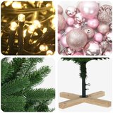  Umjetno božićno drvce s kuglicom 240 cm 300 LED lampica - 240 cm s LED-ima i ružičastim lopticama | shoptok.hr