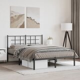 Maison Chic Kovinski Posteljni okvir - Dvoposteljna postelja - Zakonska postelja z vzglavjem črn 135x190 cm, (21692751) | Shoptok.si