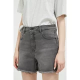 Volcom Traper kratke hlače za žene, boja: siva, glatki materijal, visoki struk