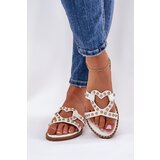 Boto Embellished Flat Women's Slippers White Adivrae | Eponuda.ba