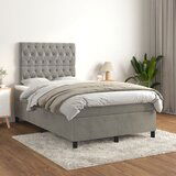 The Living Store Box spring postelja z vzmetnico svetlo siva 120x200 cm žamet - Box Spring Postelja, (21490594) | Shoptok.si