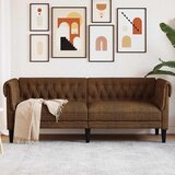 vidaXL Kavč trosed Chesterfield rjava tkanina | Shoptok.si