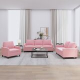  3-dijelni set sofa s jastucima ružičasti baršunasti | shoptok.hr